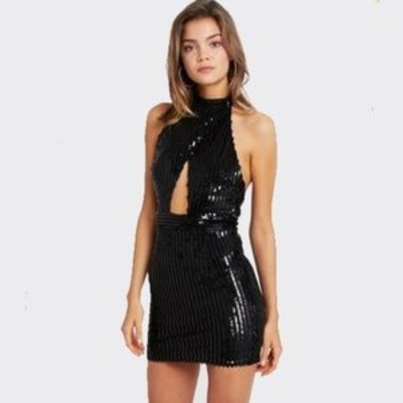 Tiger Mist Sequin Stripe Cut Out Mini Dress - Picture 7 of 7